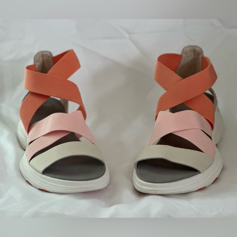 Sorel Women's Elastic Crisscross Sandal in Coral, Pink, and Cream